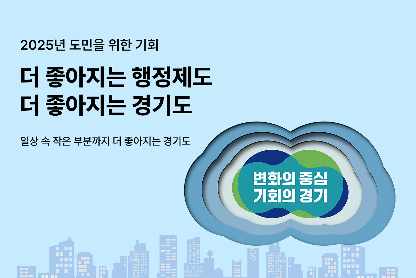 2025년 도민을 위한 기회
더 좋아지는 행정제도
더 좋아지는 경기도
일상 속 작은 부분까지 더 좋아지는 경기도