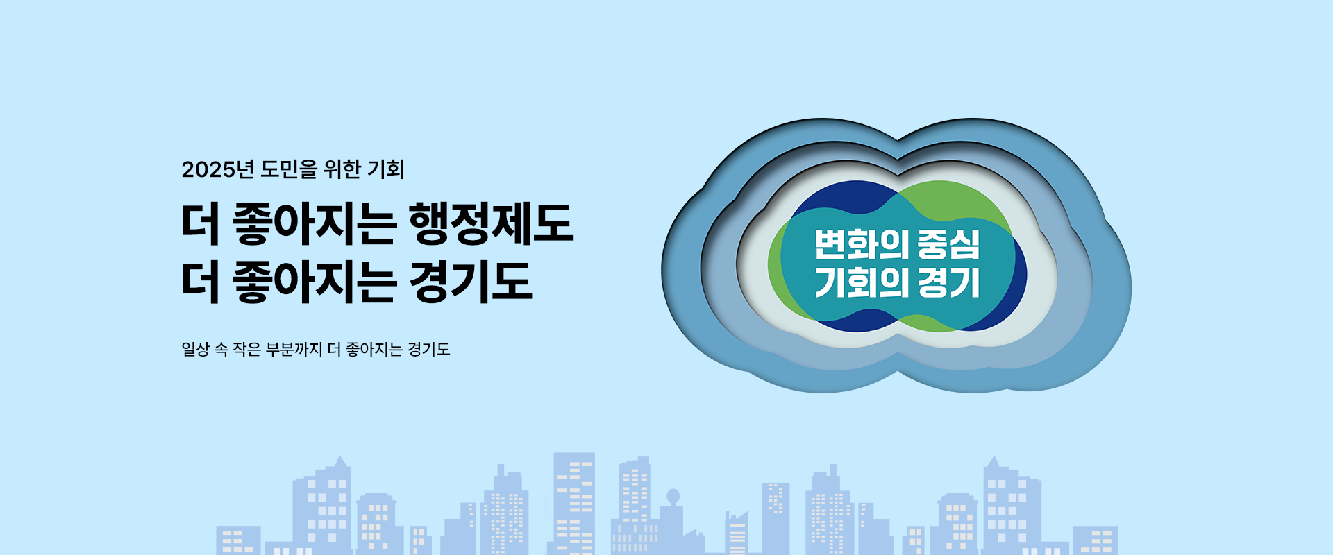 2025년 도민을 위한 기회
더 좋아지는 행정제도
더 좋아지는 경기도
일상 속 작은 부분까지 더 좋아지는 경기도