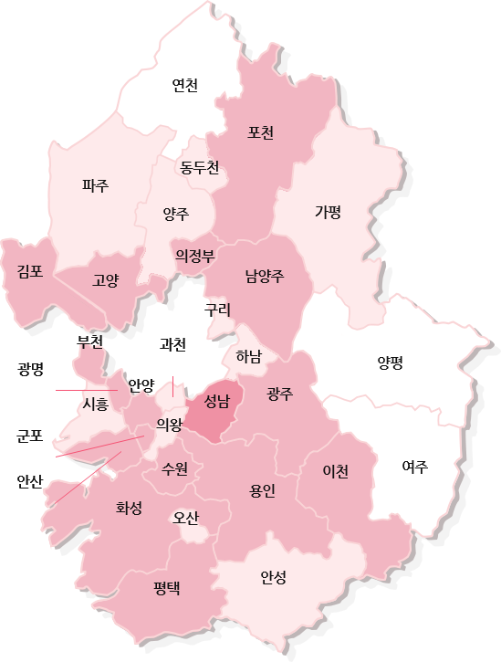 경기도 지역 31개 시ㆍ군 지도